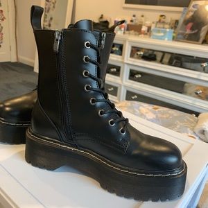 black leather platform boots!